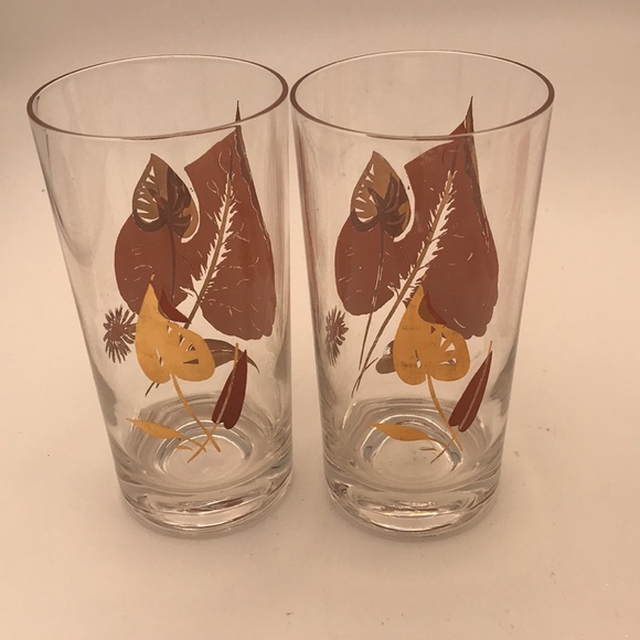 Federal Glass MCM/VTG Leaves Deluxe Drinking/Highball Glasses (Set of 6) - Picture 3 of 9